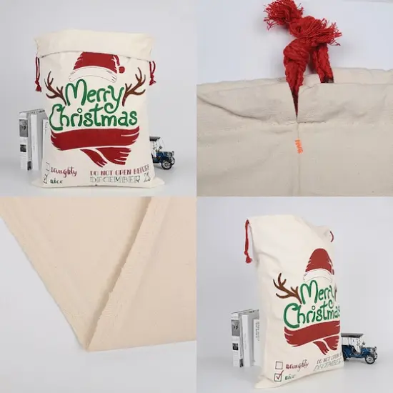 Personality Case&trade; 19" x 26" Red Scarf Cotton Christmas Drawstring Bag {5}