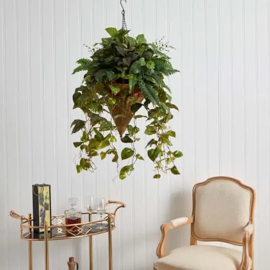3ft. Mixed Green Vines in Cone Hanging Basket {5}