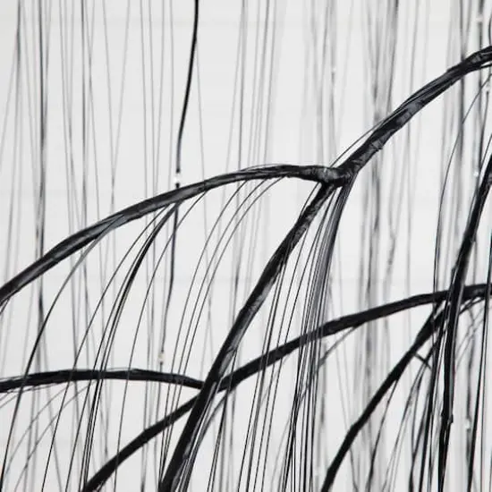 7ft. Pre-Lit Artificial Halloween Black Willow Tree with 600 Purple and Orange Dual Color LED Lights {4}