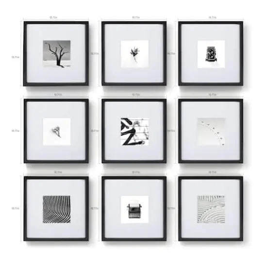 10" x 10" Black 9 Piece 123 Gallery Matted Frame Set by Studio D&eacute;cor&reg; {4}