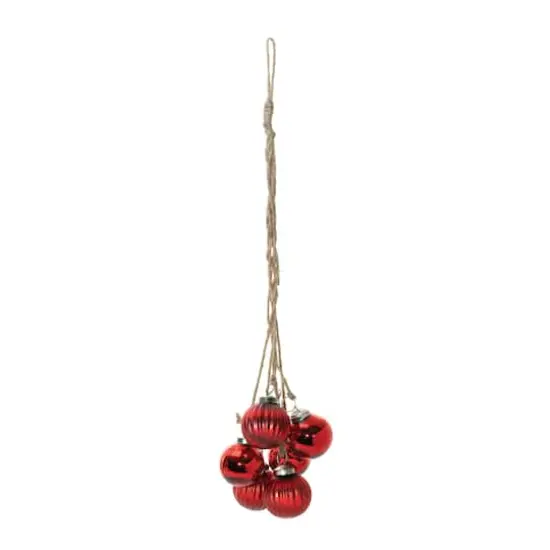 21" Red Glass Ball Cluster Drop Ornaments, 2ct {3}