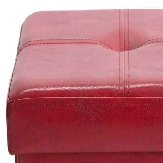 Simplify Faux Leather Folding Storage Ottoman Cube Red {8}