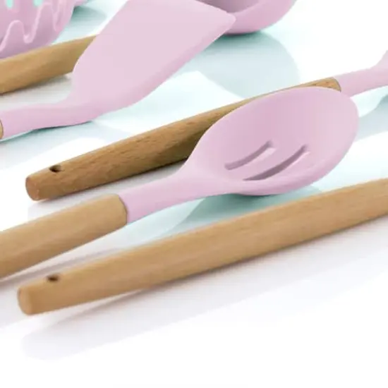 MegaChef Pink Silicone & Wood Cooking Utensils Set, 9ct. {3}