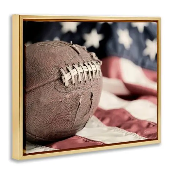 Stupell Industries Football & American Flag Floater Framed Art Gold {4}