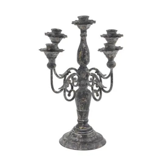 19" Gray Iron Vintage Candlestick Holders {3}