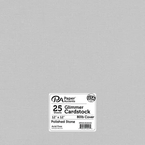 PA Paper&trade; Accents 12" x 12" 80lb. Glimmer Cardstock, 25 Sheets Polished Stone {1}