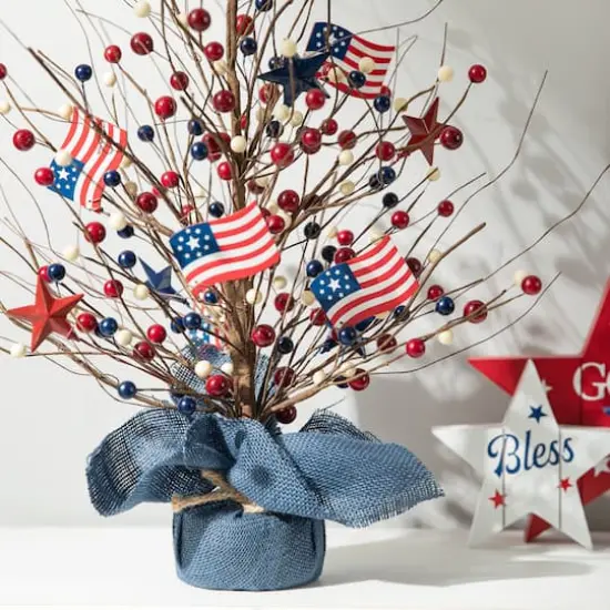 Glitzhome&reg; 20" Patriotic America Berry Table Tree {5}