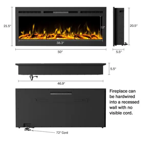 Hastings Home 50" Black Electric Fireplace {4}