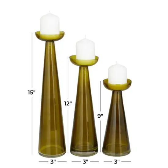 Green Contemporary Candle Holder Set {7}