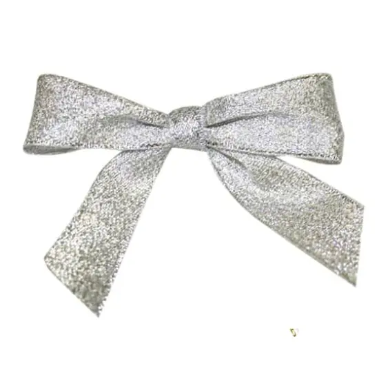 JAM Paper 7/8" Metallic Glimmer Large Twist Tie Bows, 100ct. Silver {1}