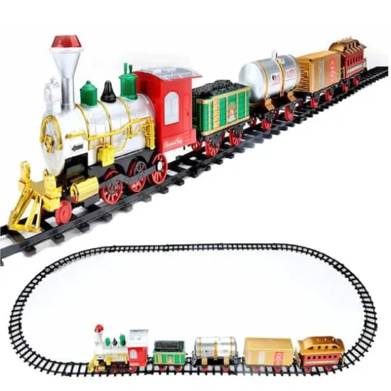 17-Piece Battery Operated Lighted & Animated Christmas Express Train Set {5}