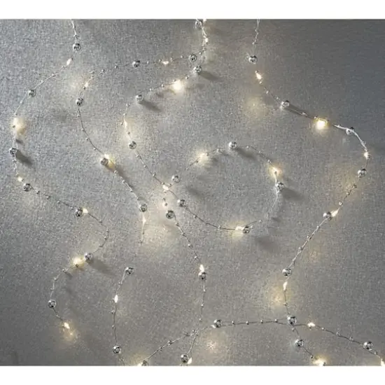 40ct. Warm White Silver Pearl LED String Lights by Ashland&reg; {3}