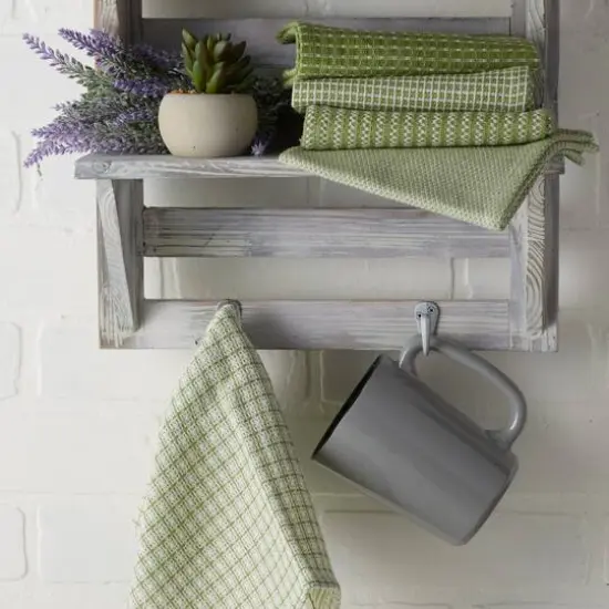 DII&reg; Antique Green Mixed Pattern Dishcloths, 5ct. {8}