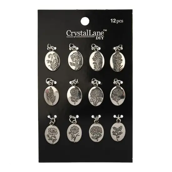 Crystal Lane DIY Silver Birth Flower Charms, 12ct. {3}