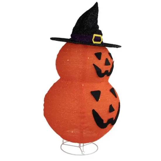 34" Jack-O'-Lanterns in Witch's Hat Outdoor Halloween Decoration {3}