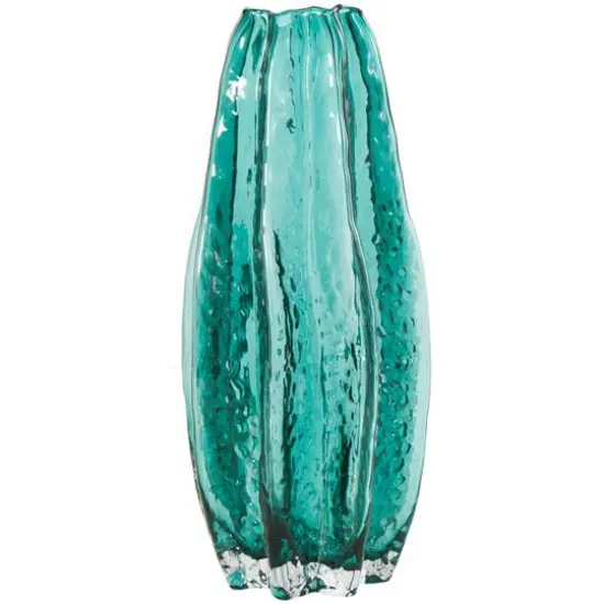 12" Green Wavy Glass Vase {3}
