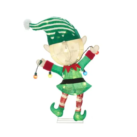 28" Tinself Elf with String Lights Figurine {6}
