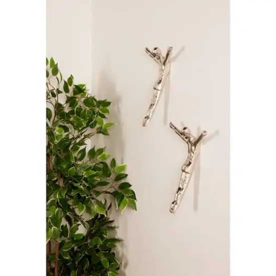 10" Aluminum Modern Figurine Wall D&eacute;cor Set Silver {3}