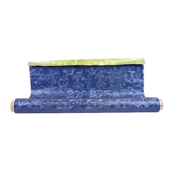 JAM Paper Windsor Cameo Floral Foil Wrapping Paper, 20" x 30ft. Navy {1}