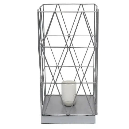Simple Designs 10" Geometric Square Metal Table Lamp Gray {10}