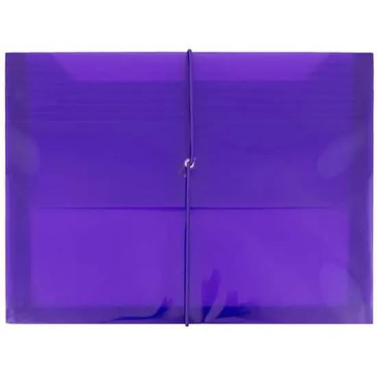 JAM Paper 9.75" x 13" Plastic Elastic Band Closure Expansion Envelopes, 12ct. Purple {1}
