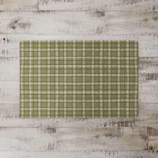 Green Multi Plaid Floor Mat {3}