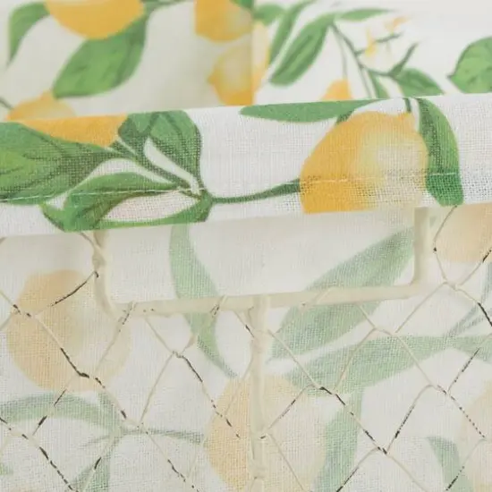 DII&reg; Antique White Chicken Wire Baskets with Lemon Print Liners Set {4}