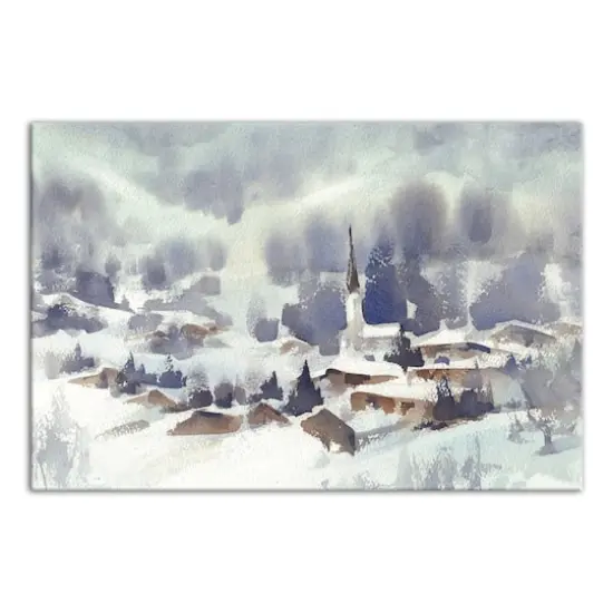 Winter Abstract Landscape Canvas Wall Art {1}