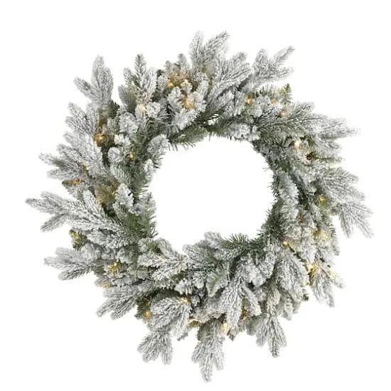 24" LED Flocked Artificial Christmas Wreath {1}