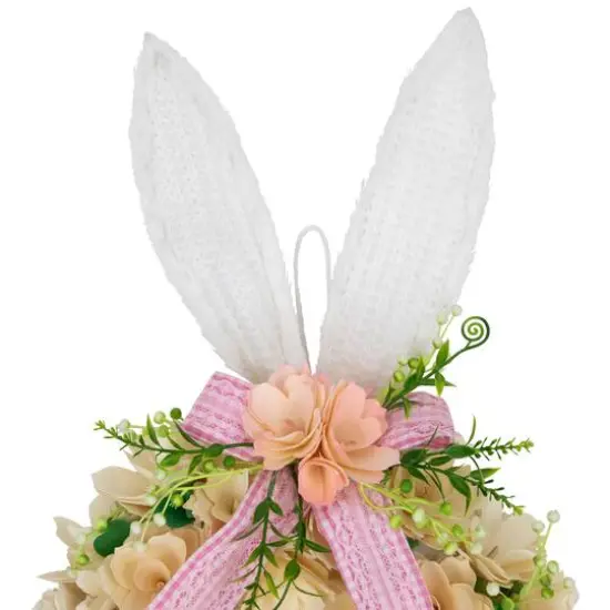 18" Wooden Floral Artificial Easter Wreath with Rabbit Ears & Paws {7}