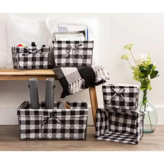 DII&reg; Black & White Checkered Chicken Wire Basket 5 Piece Set {8}