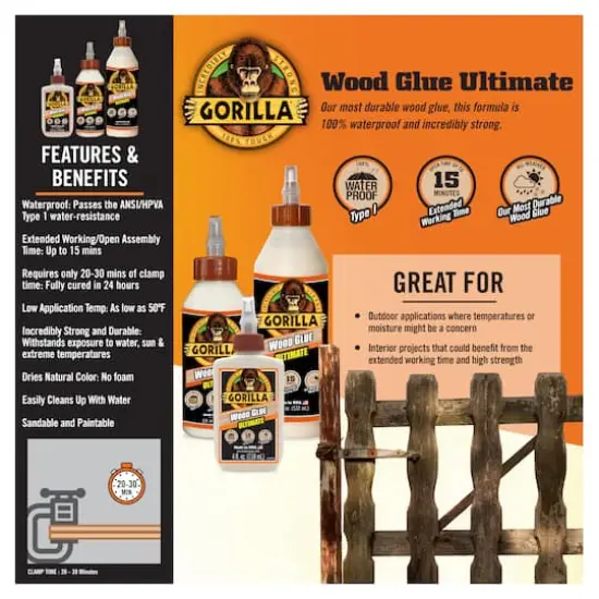 Gorilla Glue&reg; 8oz. Ultimate Wood Glue {3}