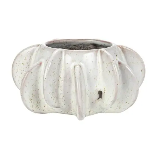 Hello Honey&reg; 4.25" White Reactive Glaze Speckled Stoneware Planter {8}