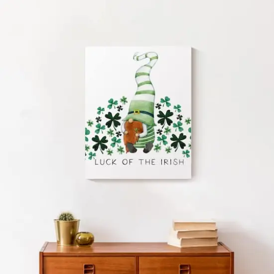 Leprechaun Clovers Canvas 16" x 20" Canvas Wall Art {5}