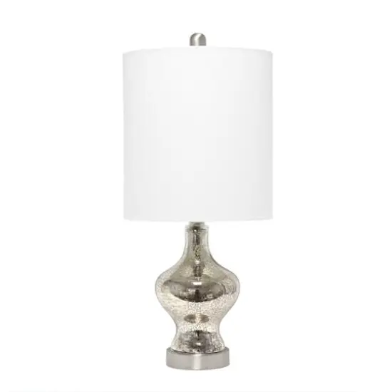 Lalia Home 22.5" Paseo Table Lamp with White Fabric Shade Mercury and Linen White {1}
