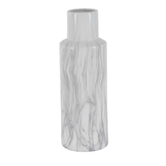 21" White Ceramic Contemporary Vase {3}