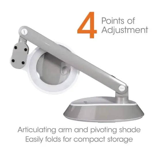 OttLite 14" Gray Space-Saving LED Magnifier Desk Lamp {5}