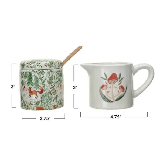 Hello Honey&reg; Woodland Flora & Fauna Stoneware Creamer & Sugar Pot Set {5}