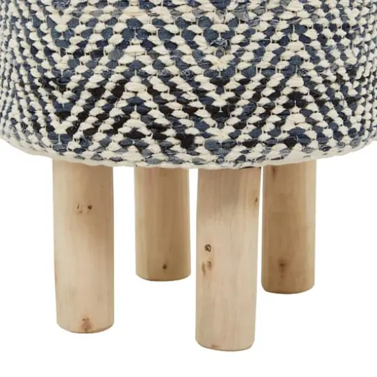 Blue Wood Bohemian Stool, 16" x 16" x 17" {5}
