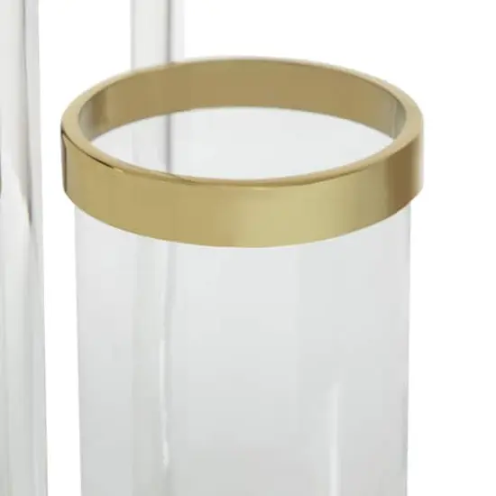 Gold Stainless Steel Contemporary Lantern, 23" x 11" x 11" {4}