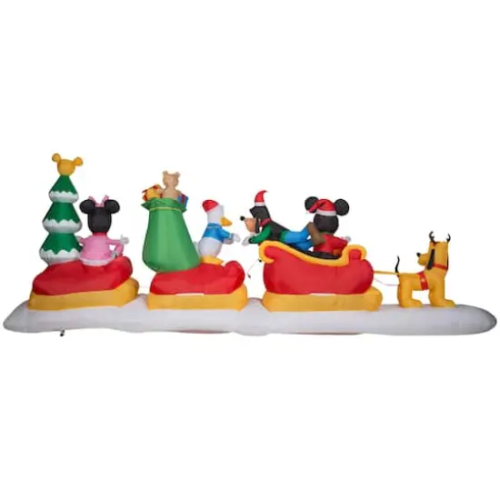 6ft. Animated Airblown&reg; Inflatable Mickey & Friends Sleigh Scene {3}