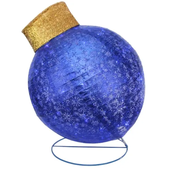 3ft. Blue LED Twinkling Glittered Christmas Ball Ornament Decoration {3}