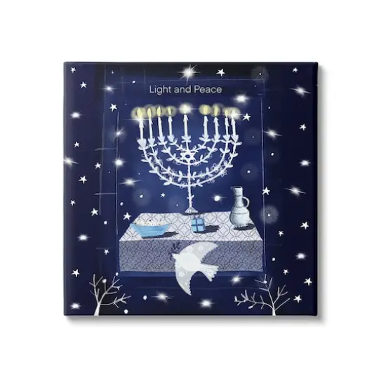 Stupell Industries Light & Peace Menorah Stars Canvas Wall Art {1}