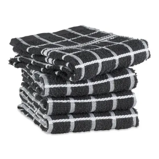 DII&reg; Solid Windowpane Terry Dishtowels, 4ct. Mineral Gray {4}