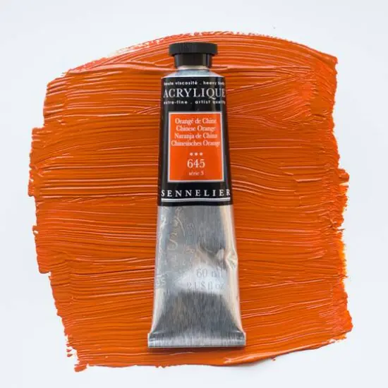 Sennelier Extra Fine Artists' Acrylic Paint, 60mL 645 Chinese Orange {4}