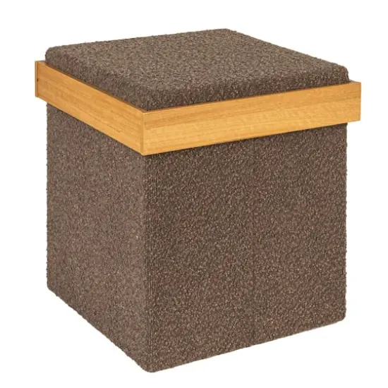 Household Essentials Versatile Boucle Ottoman with Hidden Storage Brown {1}
