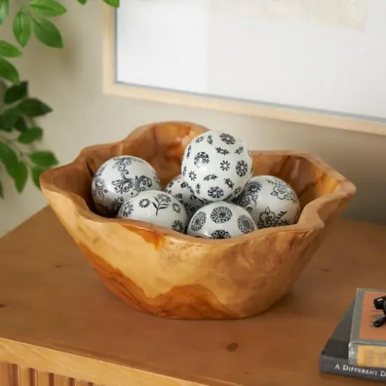 3" White & Black Floral Ceramic Decorative Ball Orbs Set {3}