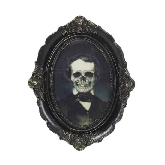 8.25" Lenticular Skeleton Edgar Allen Poe Tabletop Décor in Ornate Frame by Ashland® {3}