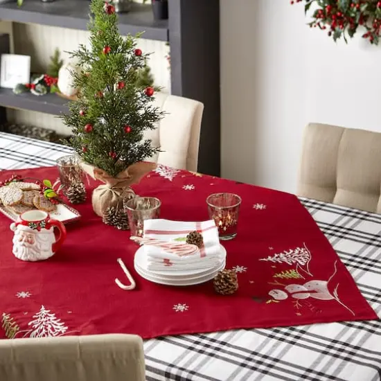 DII&reg; 40" Embroidered Snowman Table Topper {6}
