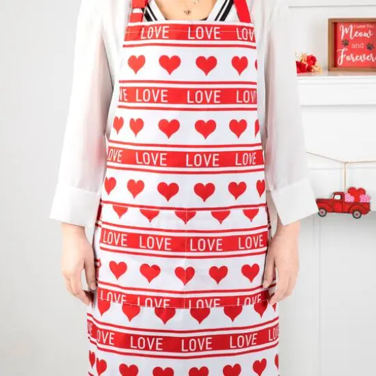 Glitzhome&reg; 31.25" Fabric Valentine's Heart Apron {4}